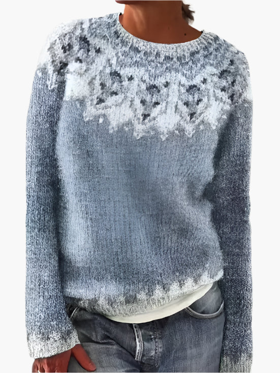 Women's Retro Sweater with Crew Neck – Comfortable Knit Sweater in Vintage Style for Autumn