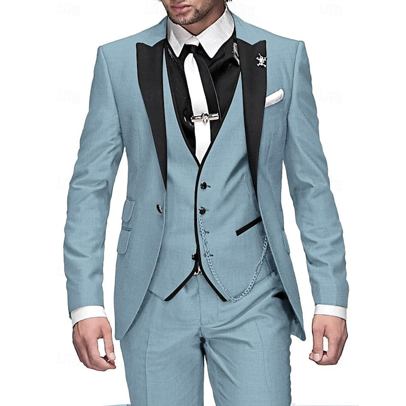Herren 3-Teiliges Slim Fit Anzug Set – Eleganter Business & Hochzeitsanzug