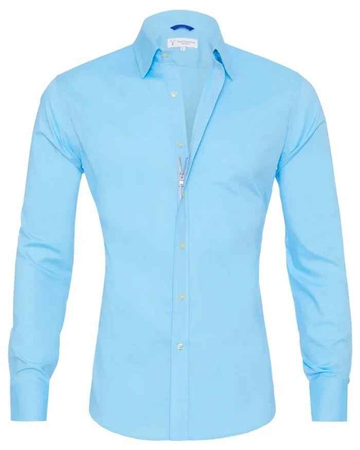 Glenn – Long-sleeve zipper shirt with button design and fashionable collar for men