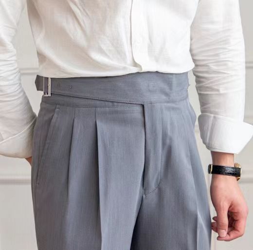 Herren High-Waist Bundfaltenhose – Eleganter Business- und Freizeitstil mit verstellbarem Bund
