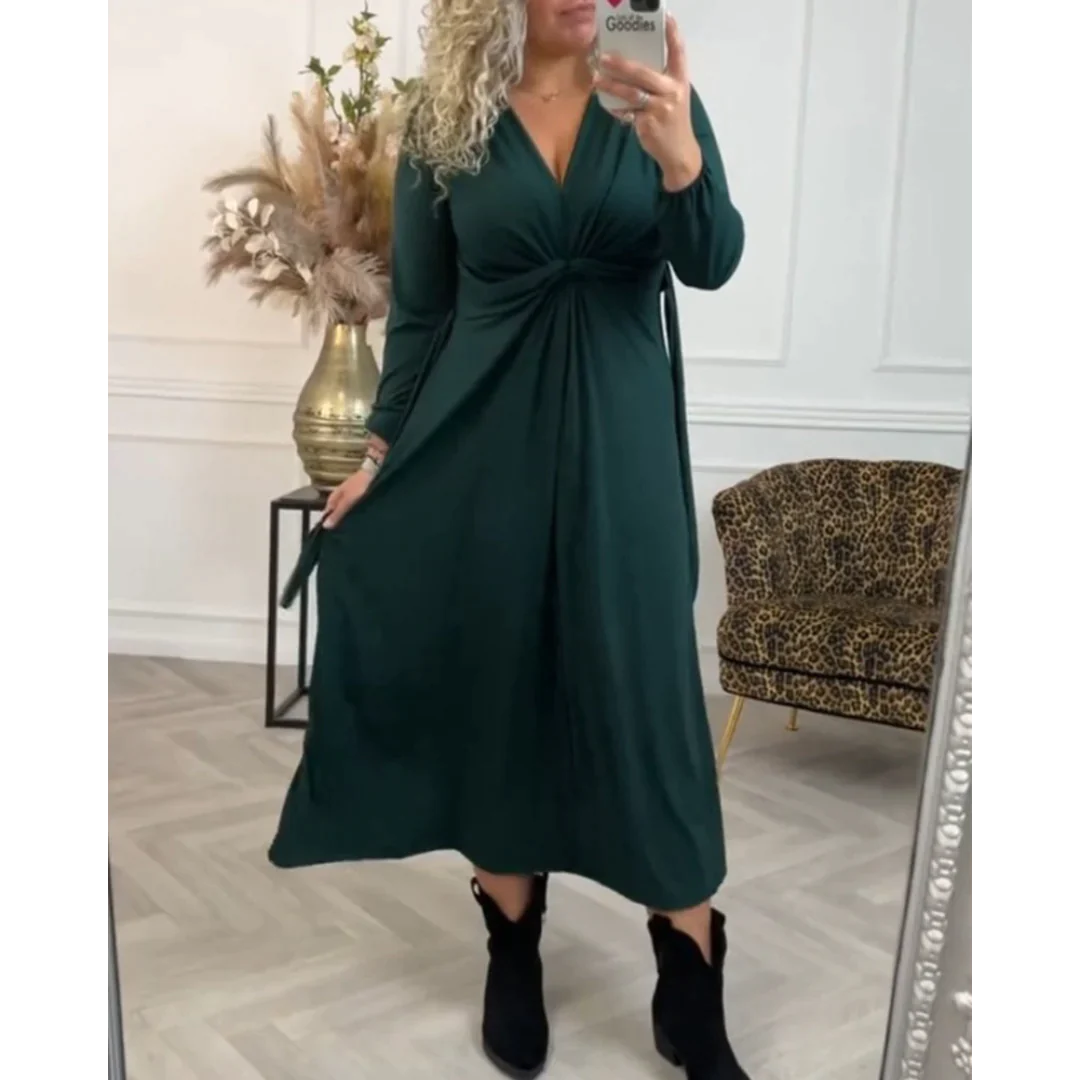 Francesca – Langärmeliges Einfarbiges Damenkleid