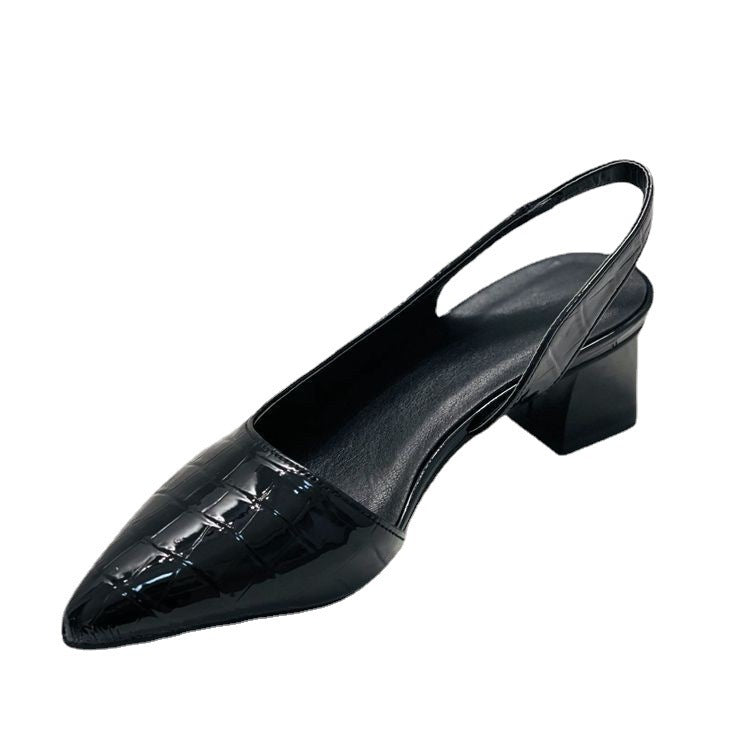 Gabrielle – Retro Plus Size Lace Shoes with Mid Heel in Solid Color Design