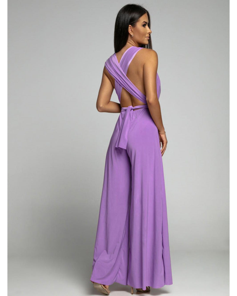 Emily – Deep V-Neck Sleeveless Backless Jumpsuit