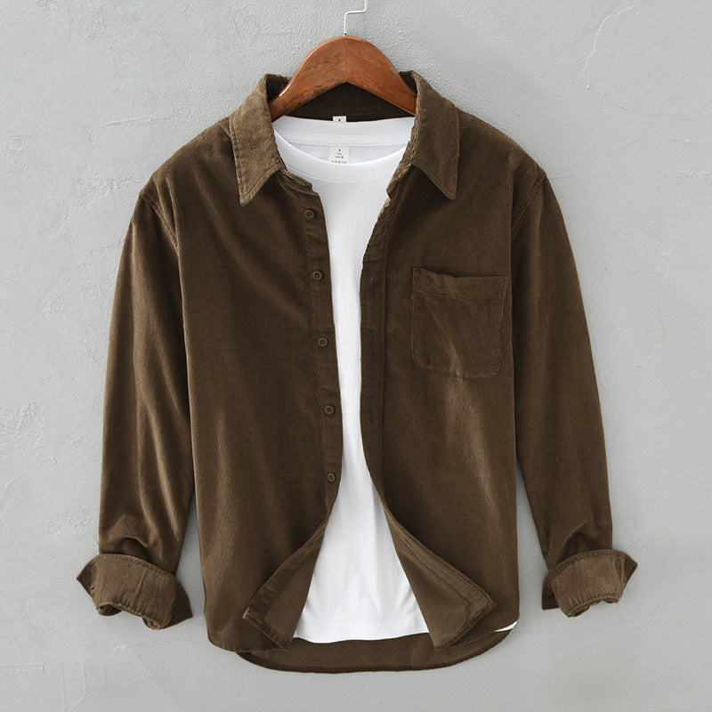 Herren Japanischer Retro Freizeit Hemd – Langarm, Modernes Layering, Vielseitig für Alltag & Ausgehen