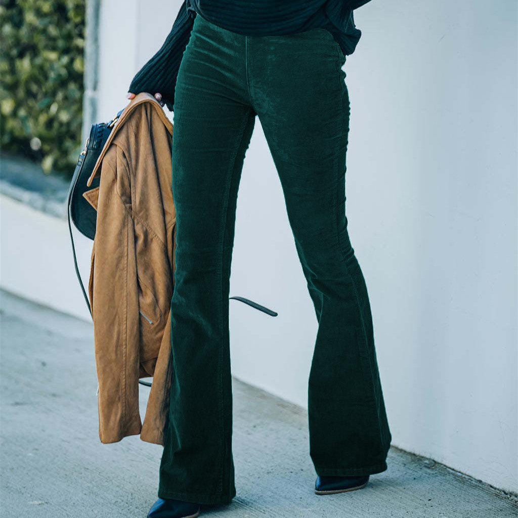 Tara – high-waisted, slim-fit, solid color micro-wide flared pants
