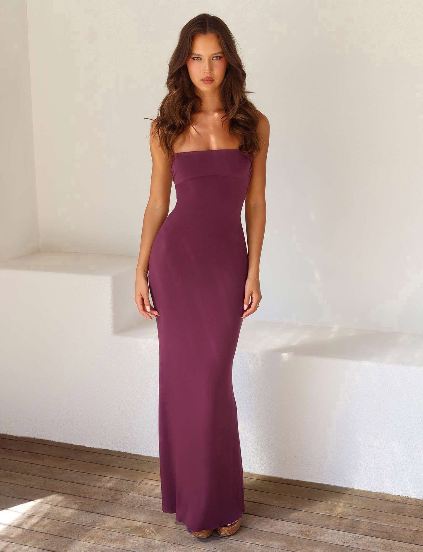 Damen Elegantes Bodycon Maxikleid mit Spaghettiträgern – Abendmode für besondere Anlässe und Partys