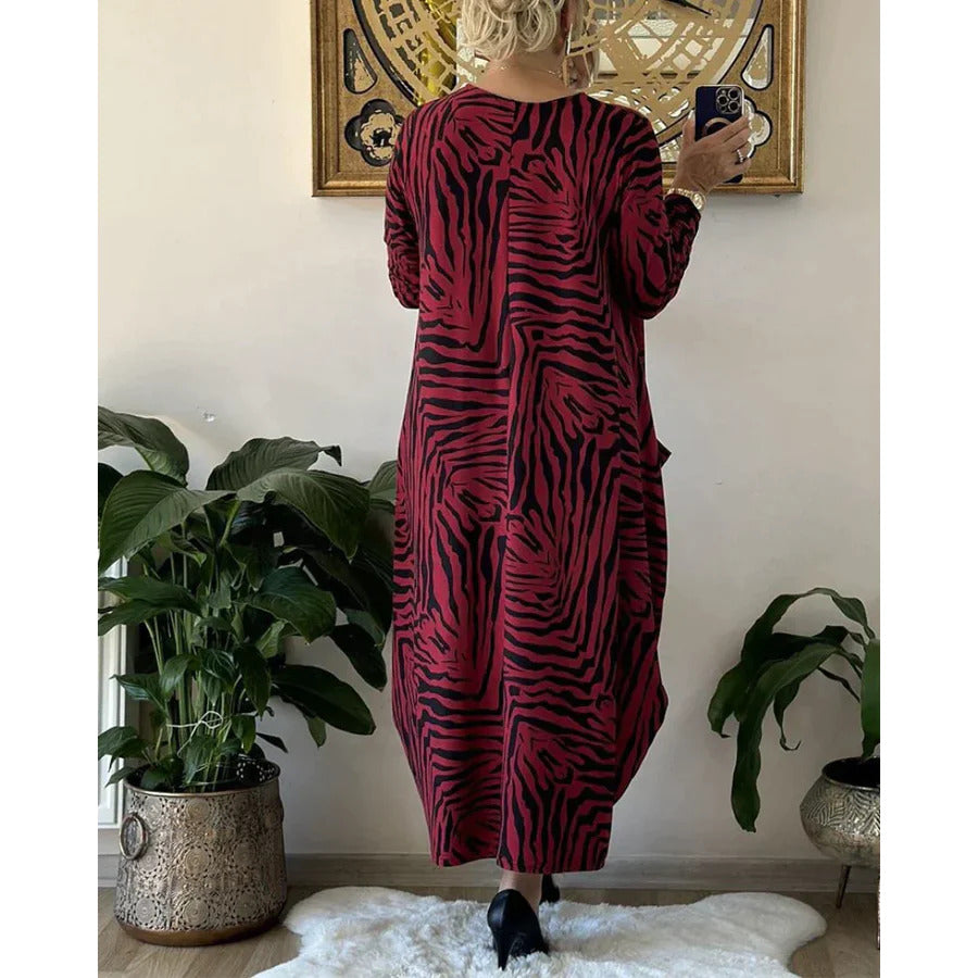 Emily – Lässiges Damenkleid mit Print und Taschen