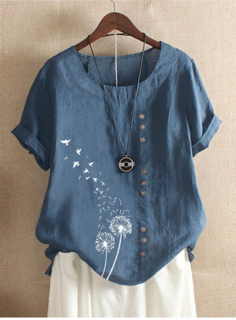 Caroline – Casual short-sleeve pullover T-shirt in plus size made of cotton and