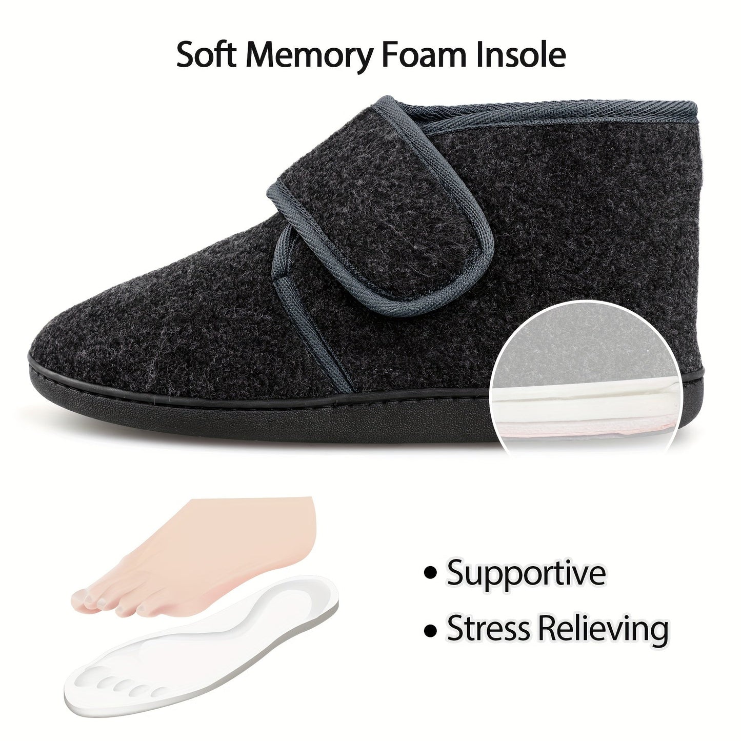 Men's Comfort Slippers with Velcro Closure and High Shaft – Comfortable Vintage Slippers for Every Day
