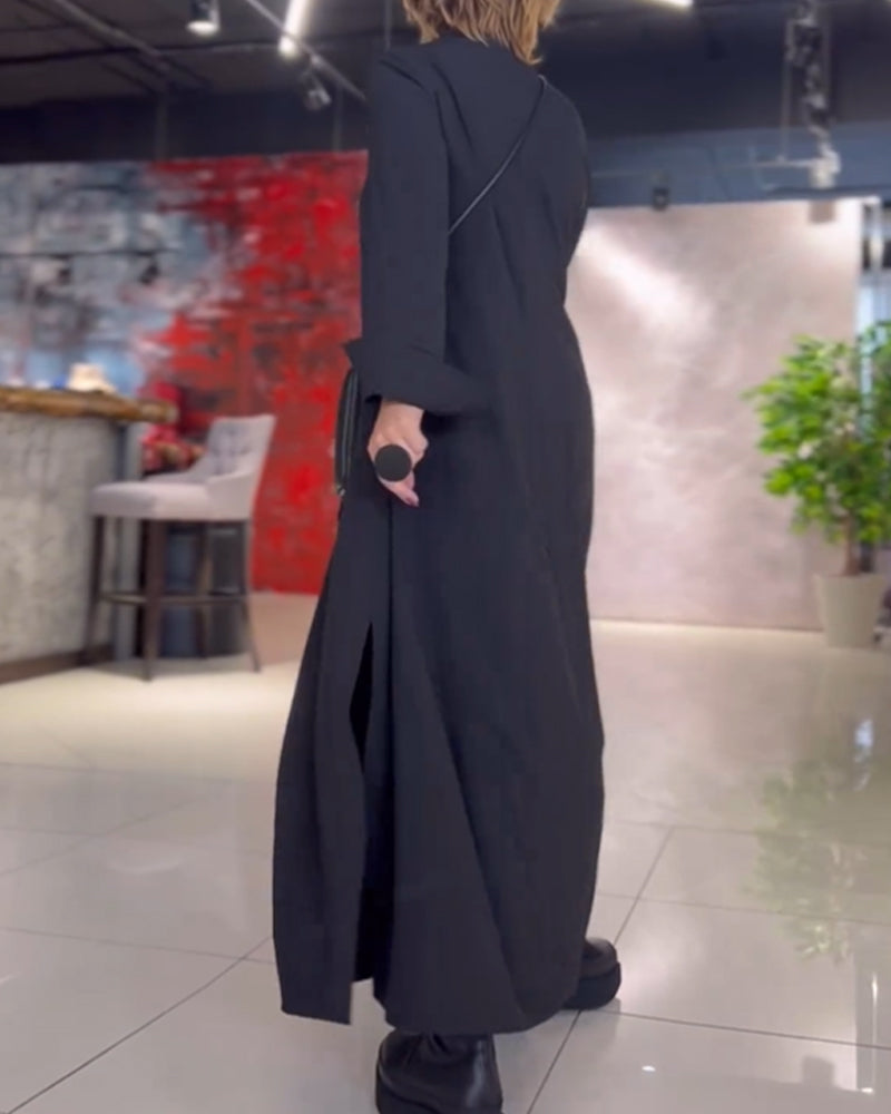 Damen Maxikleid Lockerer Schnitt Modernes Freizeit- und Alltagskleid mit Schlitzdetails