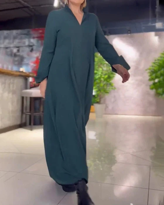 Damen Maxikleid Lockerer Schnitt Modernes Freizeit- und Alltagskleid mit Schlitzdetails