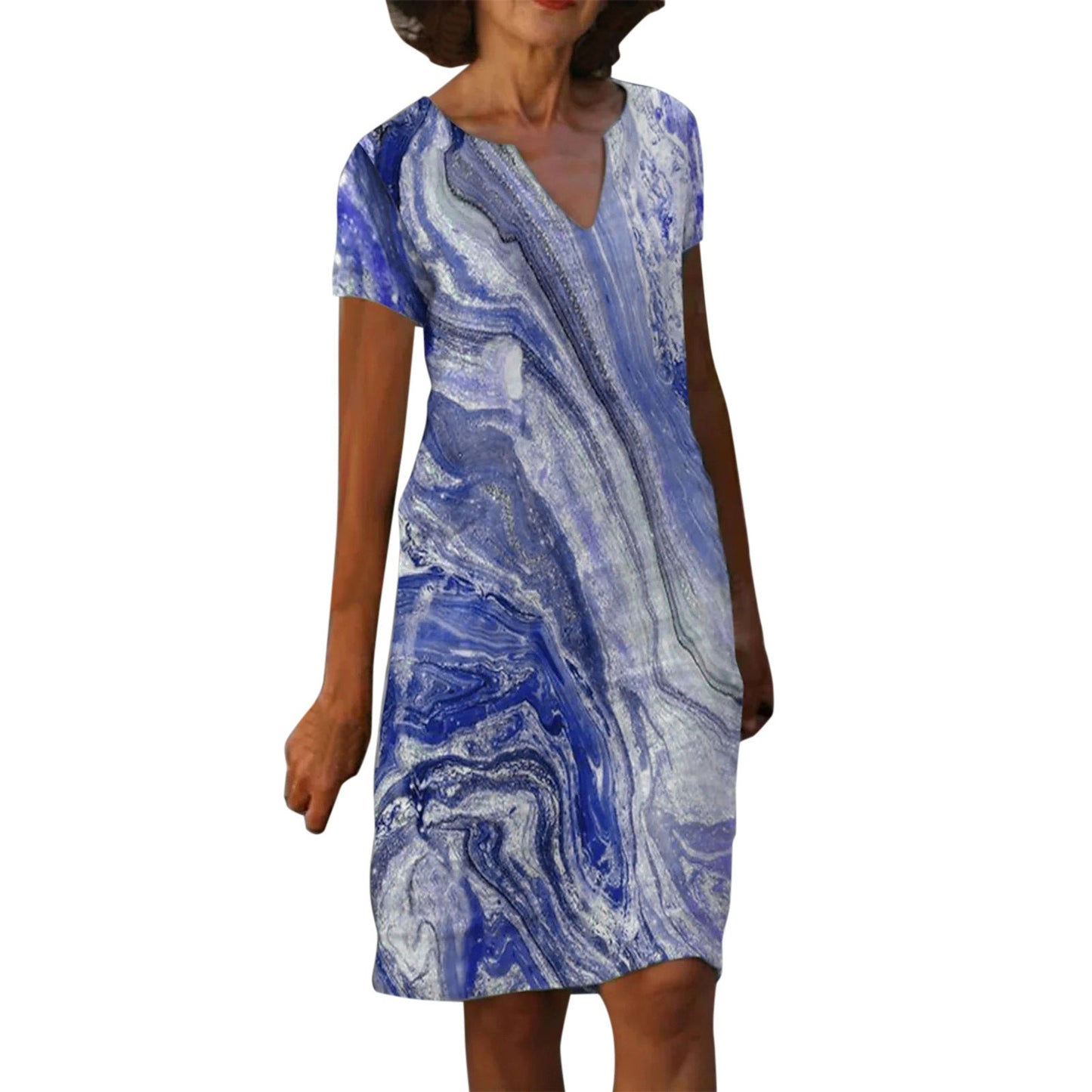 Sharon – Baumwoll-Leinen-Kleid mit V-Ausschnitt
