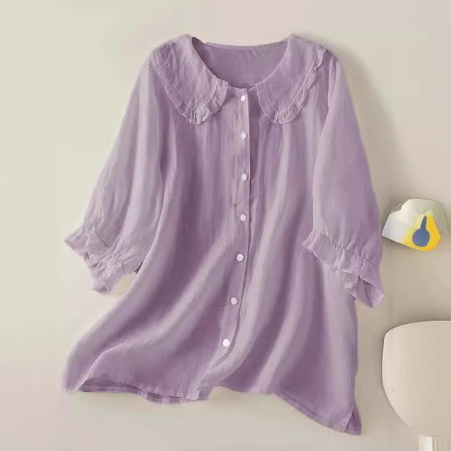 Samantha – Loose half-sleeve shirt with collar