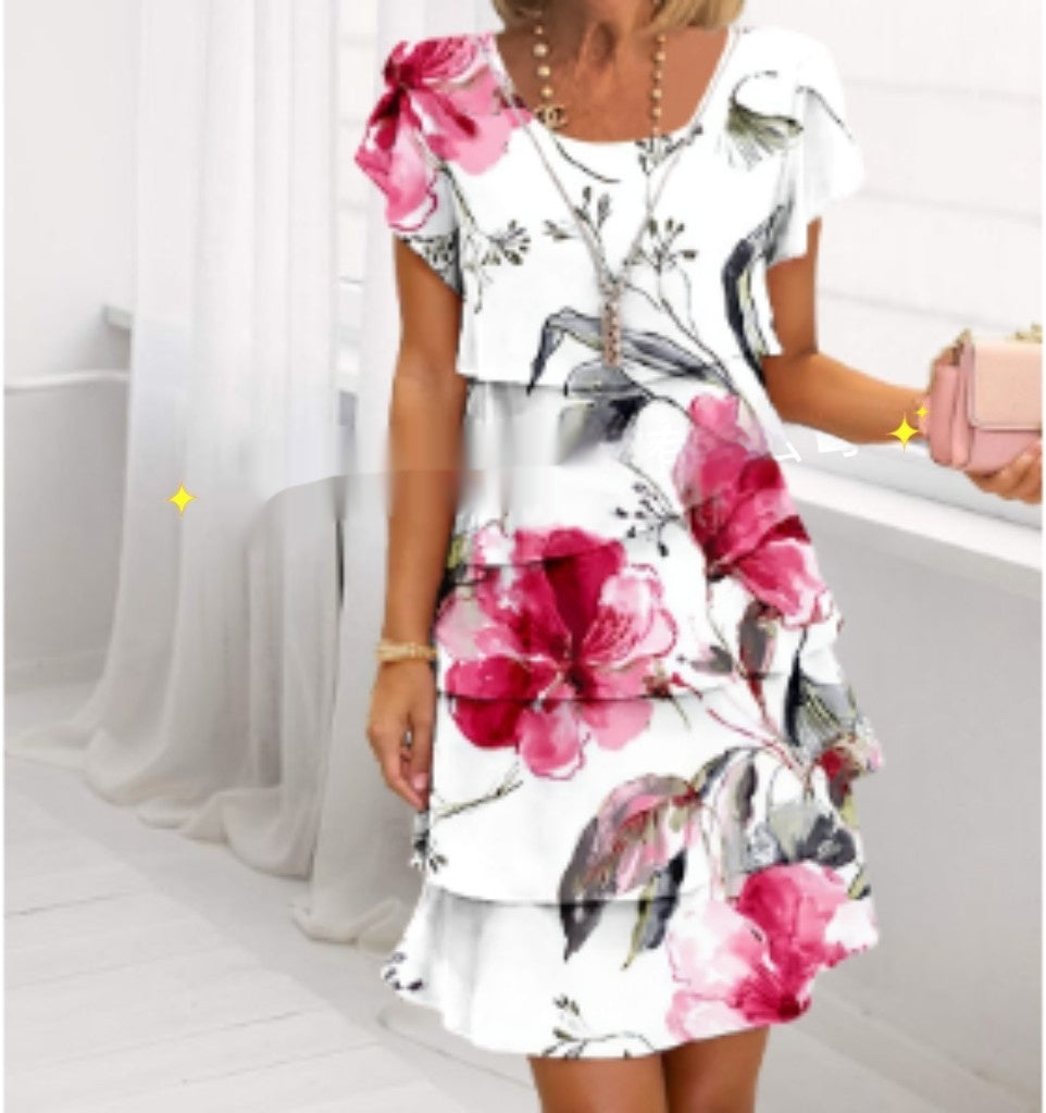 Damen Elegantes Lagenlook Patchwork Midikleid – Stilvolles Sommerkleid für Alltag und Feierlichkeiten
