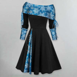 Zoe – Langärmliges, schwingendes Kleid mit einer Schulter für Damen