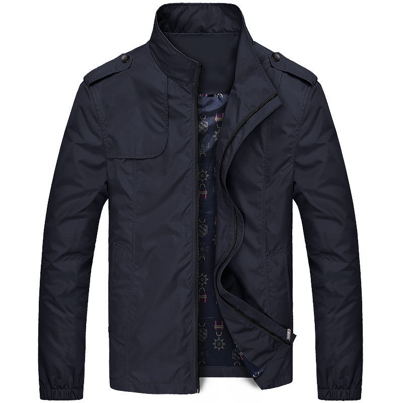 Men's casual jacket slim fit with stand-up collar – fashionable transitional coat for everyday & outdoor