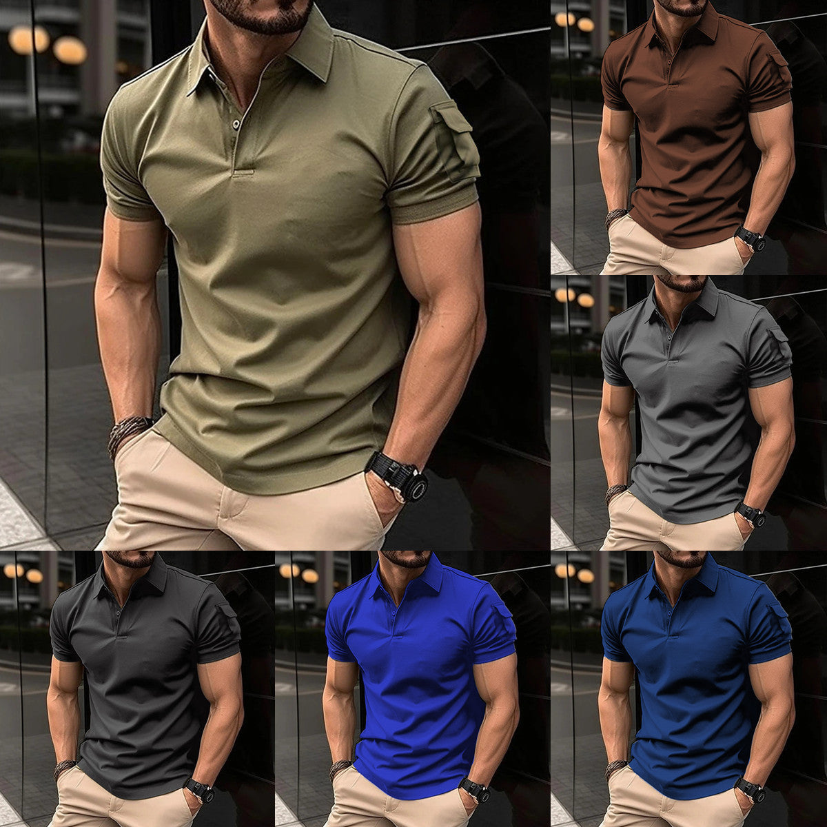 Tony – Short-sleeved men's sweatshirt with pockets