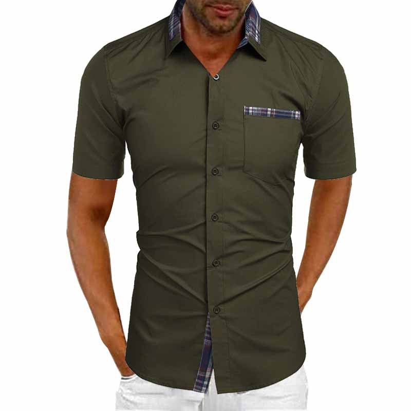 Herren Freizeit Kurzarm Hemd mit Karomuster-Kragen und Brusttasche – Modisches Sommerhemd für Alltag und Urlaub