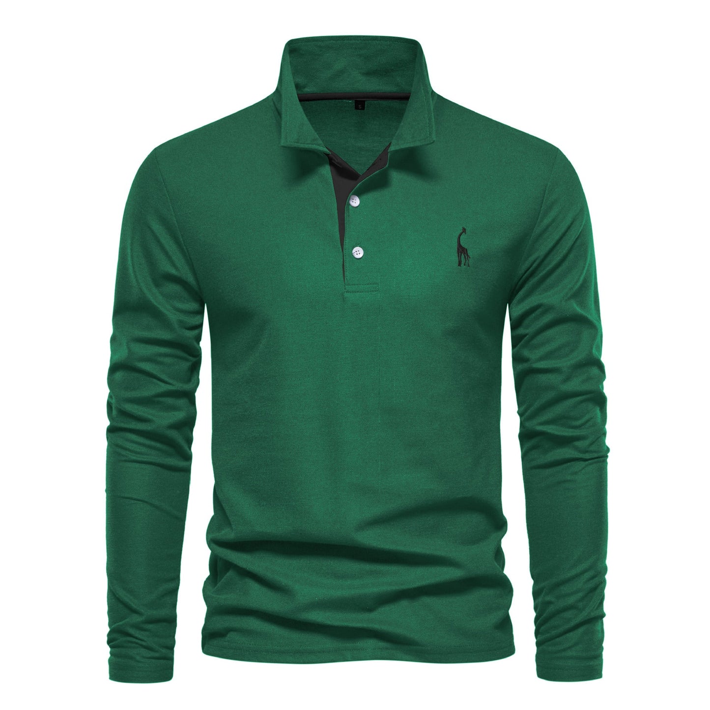 Men's Long Sleeve Polo Shirt Casual – Classic Leisure Style with Embroidered Logo