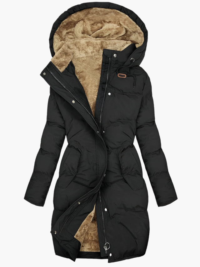 Women's winter quilted coat with hood – elegant, warm parka for everyday & outdoor