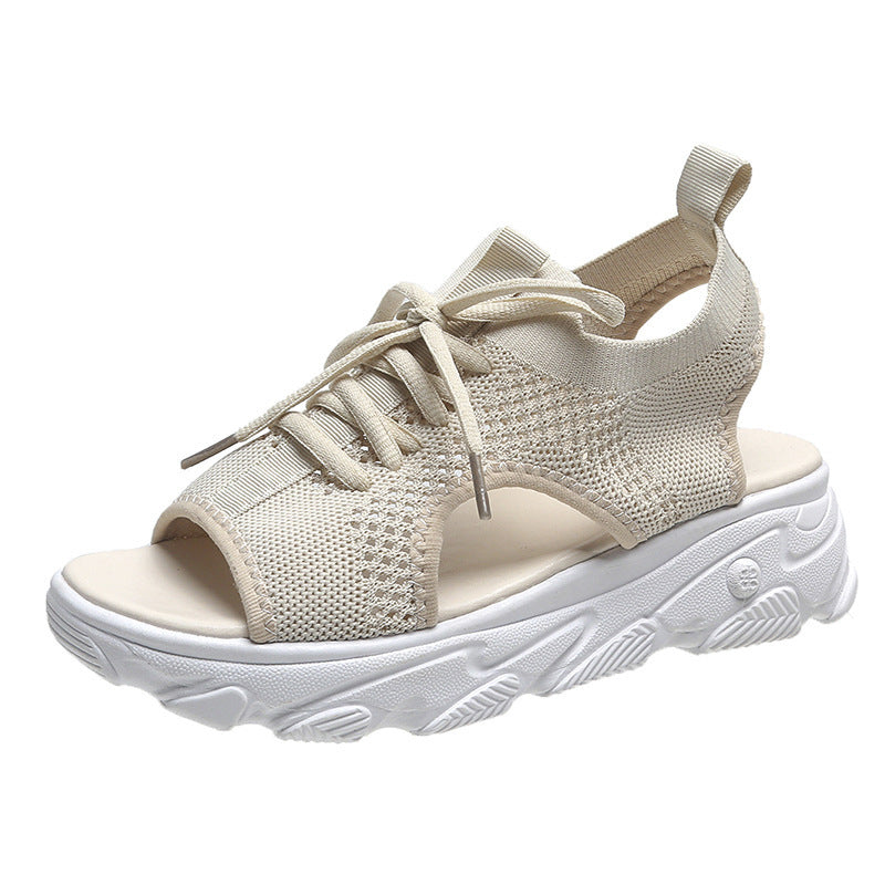 Anna – Fashionable flat sandals with thick sole made of mesh fabric