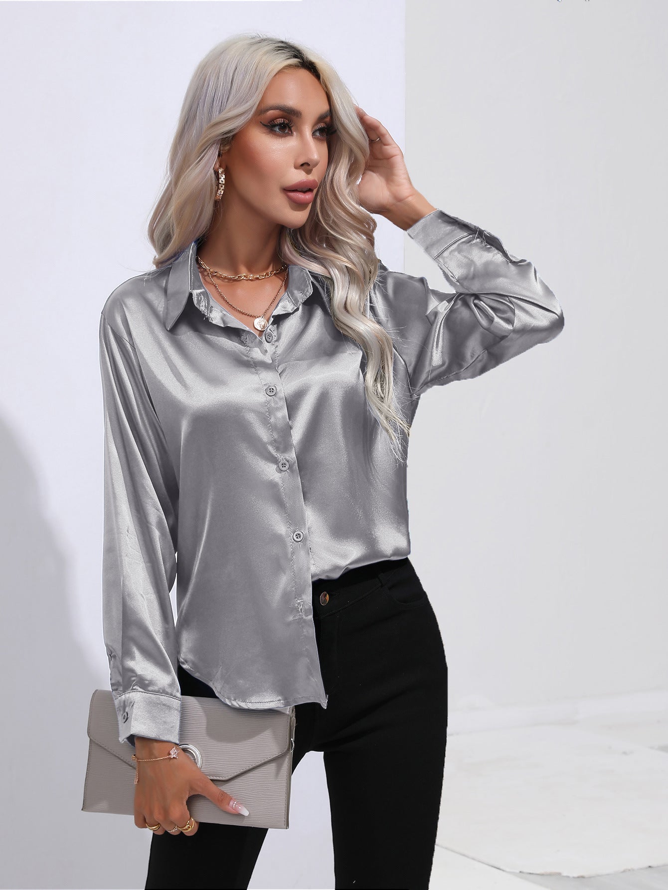 Jasmine – Satinhemd für Damen