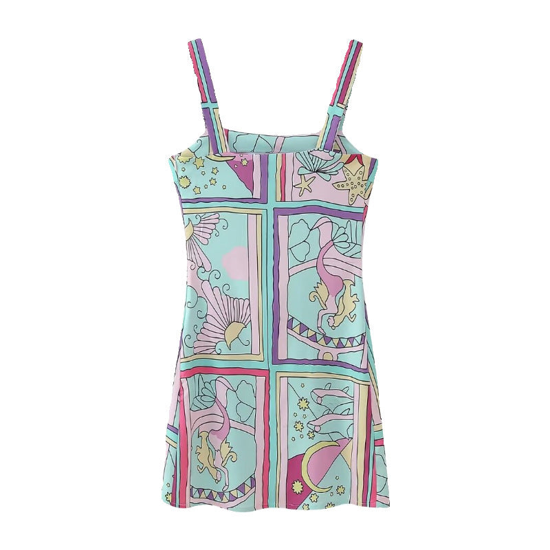 Fiona – Creative Print Pinafore Dress for Women