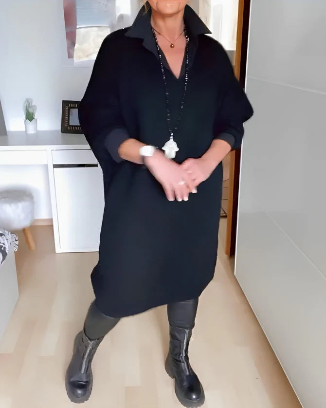Shirley – Einfarbiges Damenhemdkleid mit Knopfverschluss