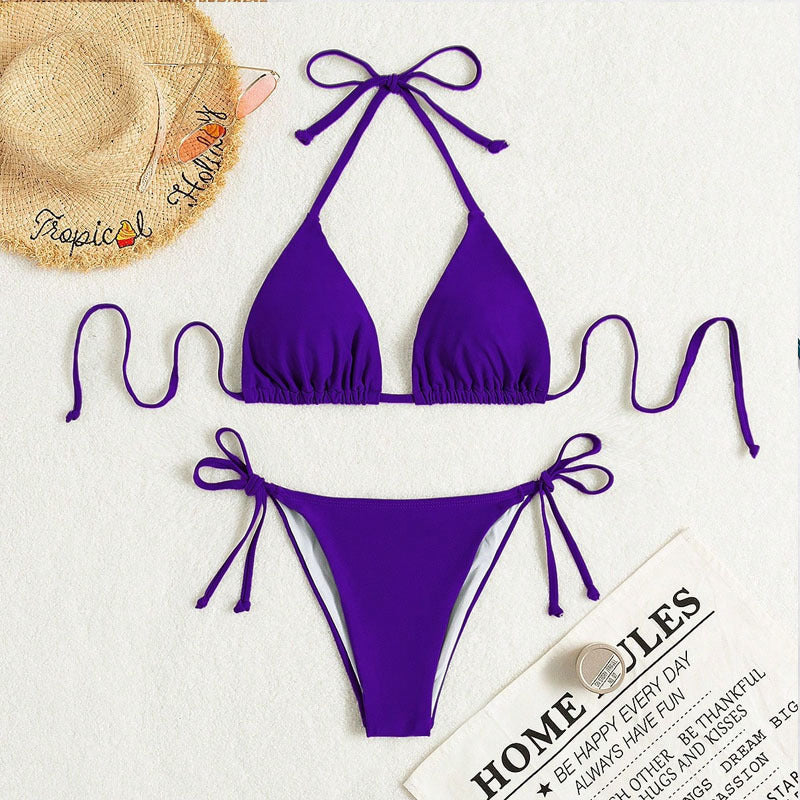Helen – Bikinis with tied halter in solid color