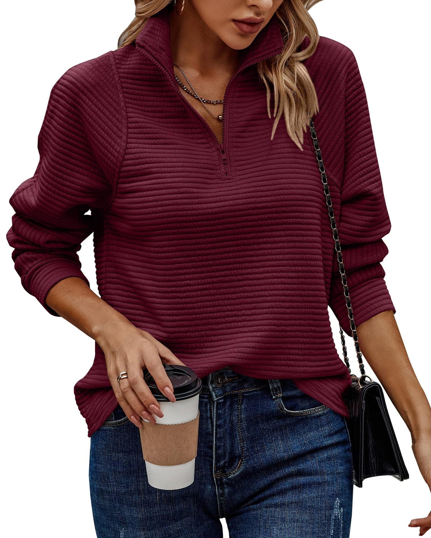 Spencer – Lockere Pullover mit Schlangenknochen-Muster und Stehkragen