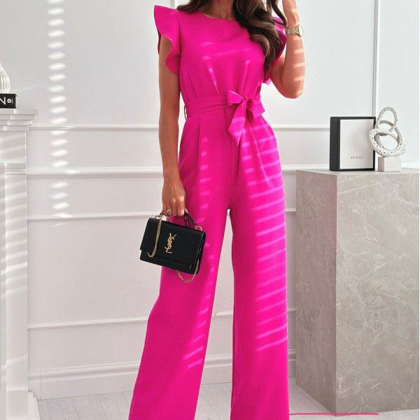 Damen Eleganter Jumpsuit mit Weitem Bein und Modernem Schnitt – Perfekt für Büro und Events