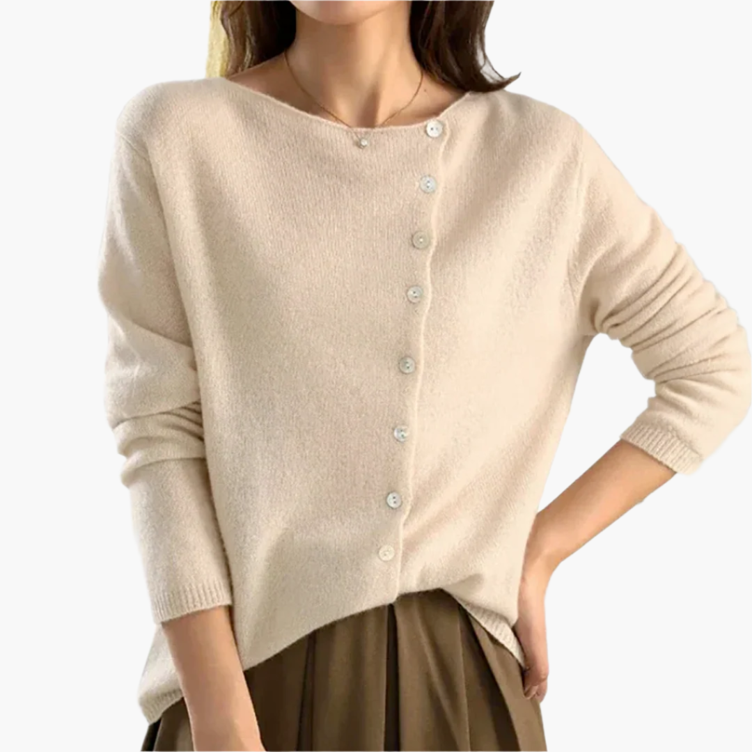 Women's cardigan with asymmetrical button placket – Elegant casual fashion