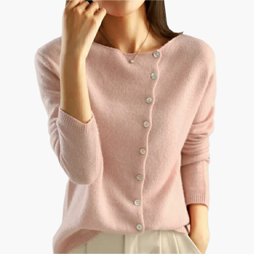 Women's cardigan with asymmetrical button placket – Elegant casual fashion