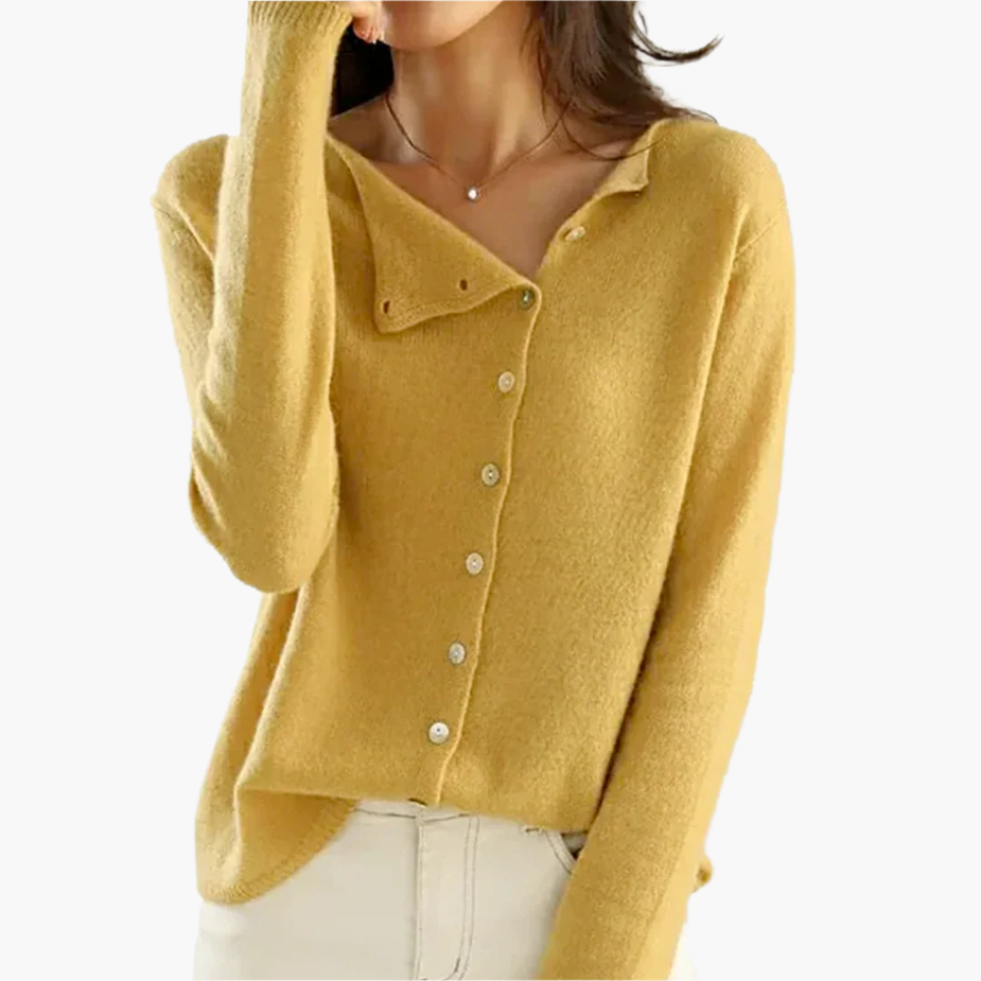 Women's cardigan with asymmetrical button placket – Elegant casual fashion