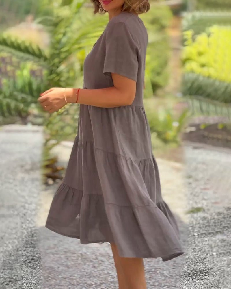 Susan – Midikleid mit V-Ausschnitt aus Baumwollleinen