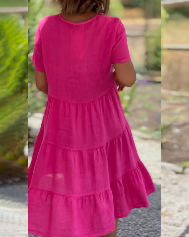 Susan – Midikleid mit V-Ausschnitt aus Baumwollleinen