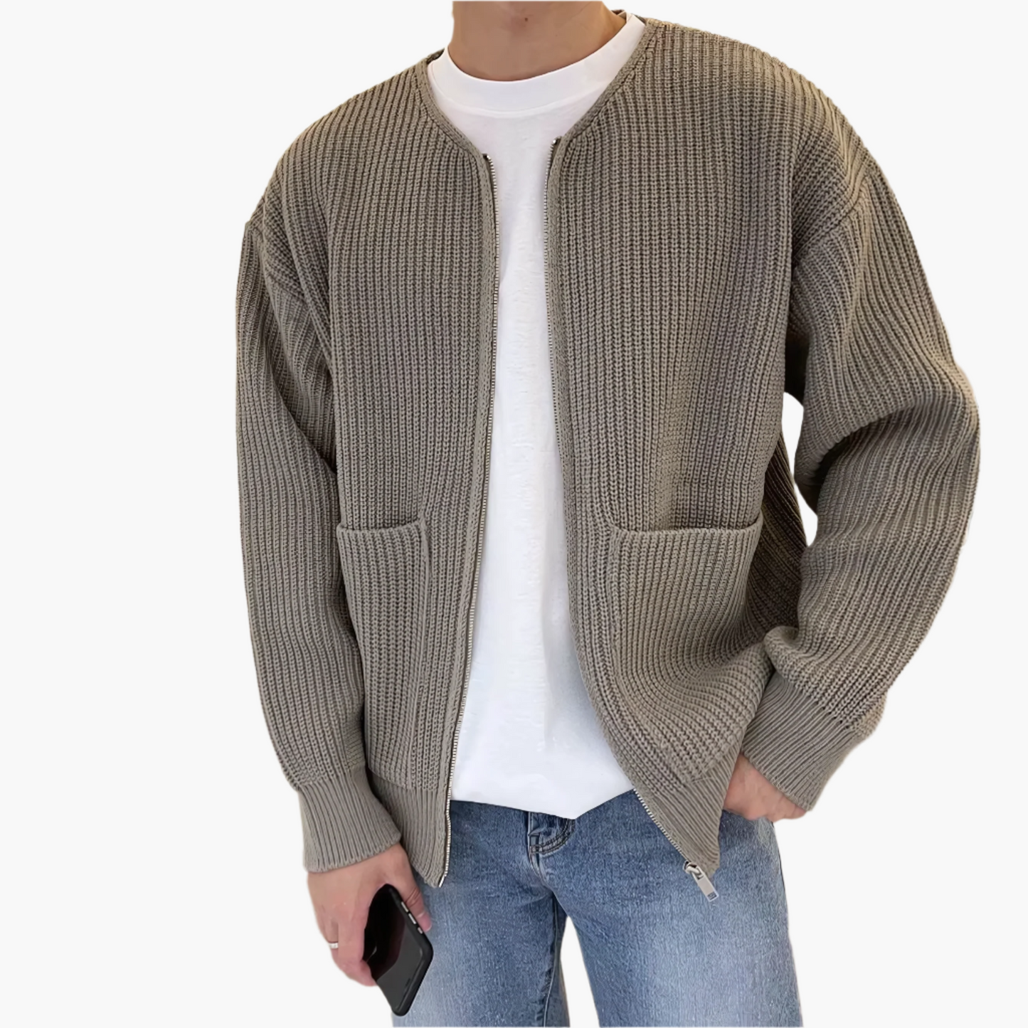 Men's knitted cardigan with zipper – modern, comfortable casual look