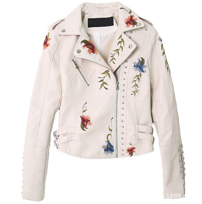 Ernest – Embroidered, Studded Vegan Leather Jacket