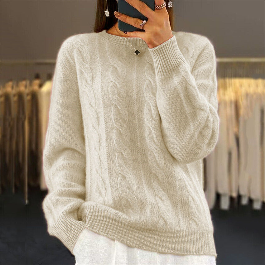 Ruby – Modischer Retro Kabelstrickpullover für Damen