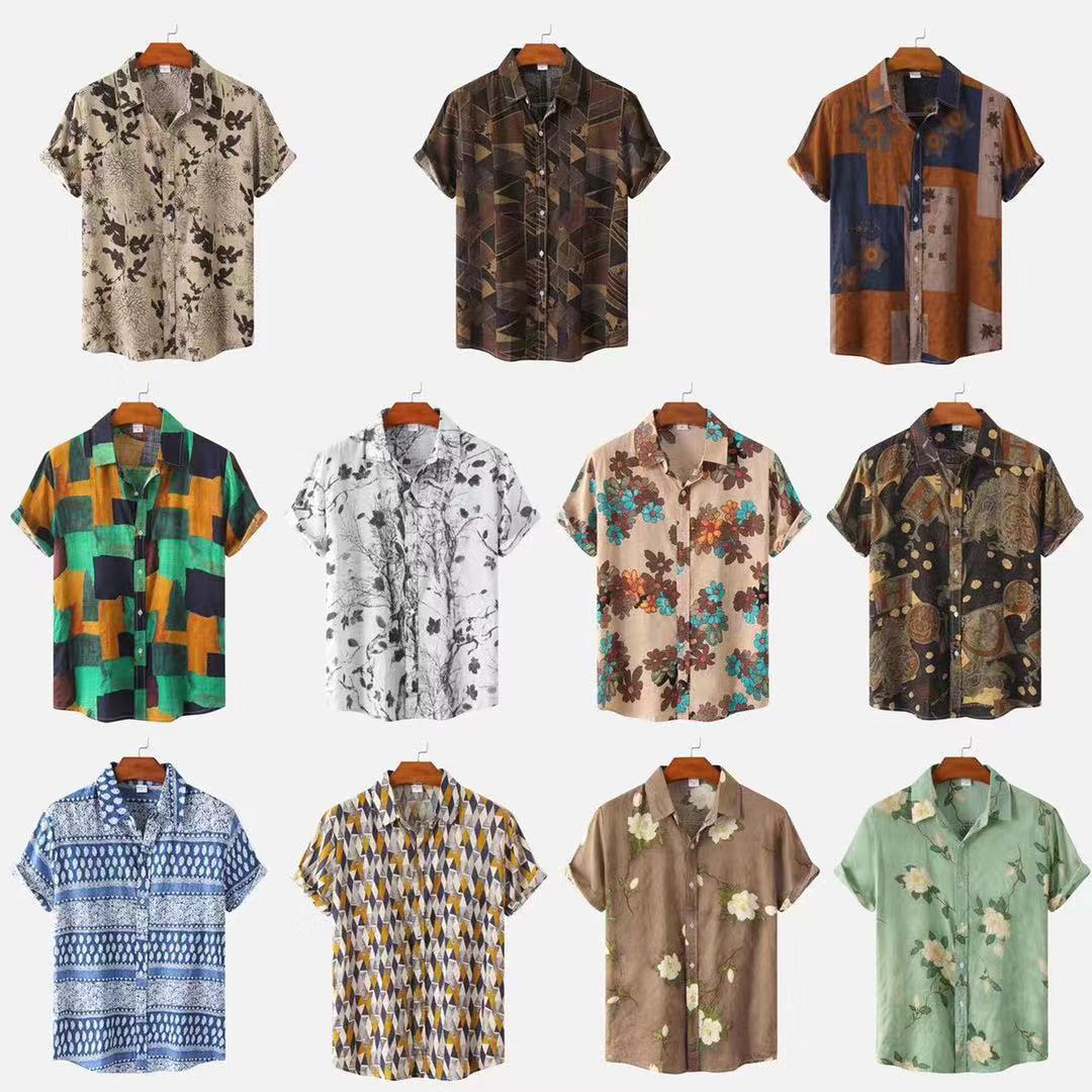Herren Vintage Kurzarmhemd mit Blumenmuster – Lässiges Sommerhemd für Freizeit und Urlaub