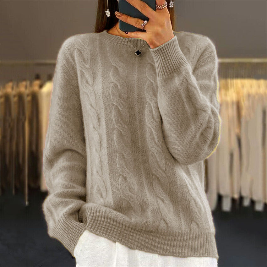 Ruby – Modischer Retro Kabelstrickpullover für Damen