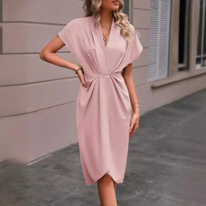 Jessie – summer dress with batwing sleeves and V-neckline