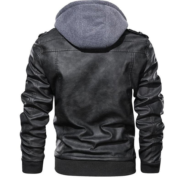 Men's biker jacket with hood in modern urban style – perfect for leisure and city use