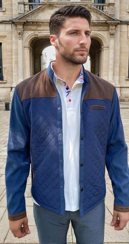 Men's quilted jacket in patchwork style – Elegant transitional jacket for everyday and leisure use