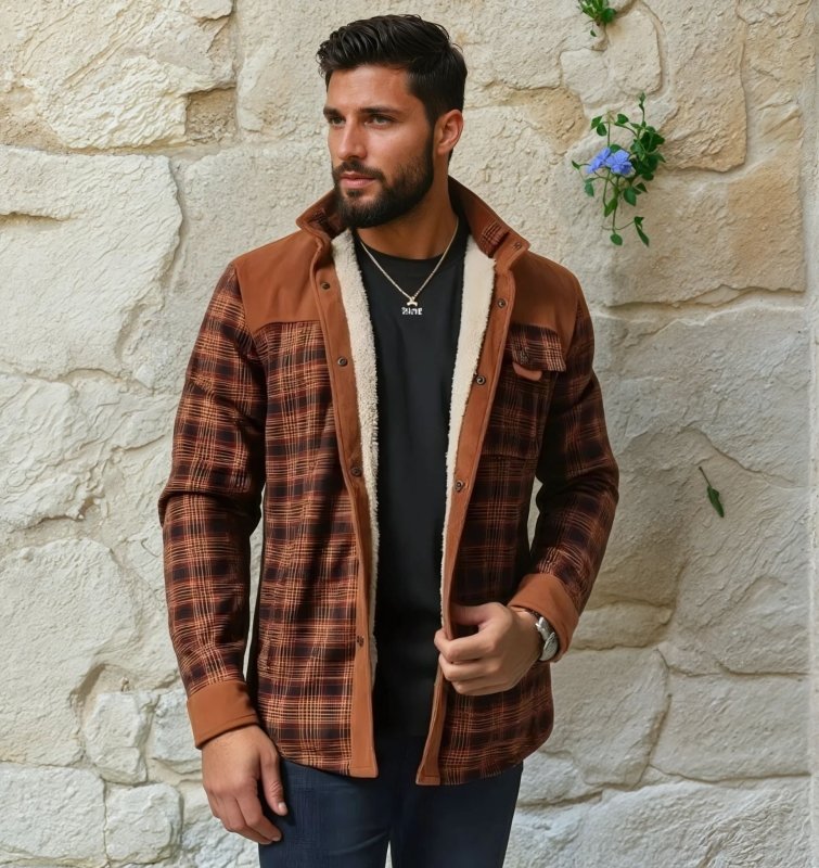 Herren Outdoor Freizeit Hemdjacke mit Fleece-Futter – Klassischer Karomuster Stil für Abenteuer und Alltag
