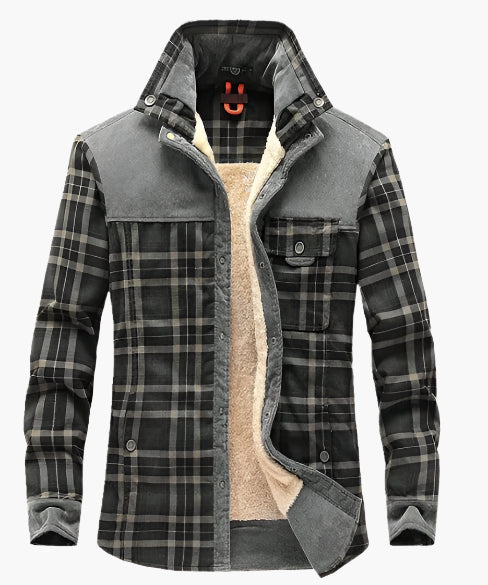 Herren Outdoor Freizeit Hemdjacke mit Fleece-Futter – Klassischer Karomuster Stil für Abenteuer und Alltag