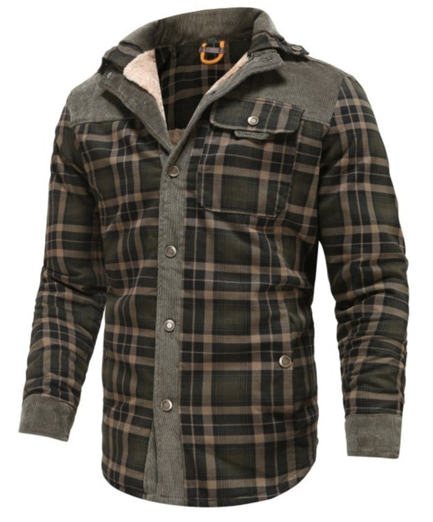 Herren Outdoor Freizeit Hemdjacke mit Fleece-Futter – Klassischer Karomuster Stil für Abenteuer und Alltag