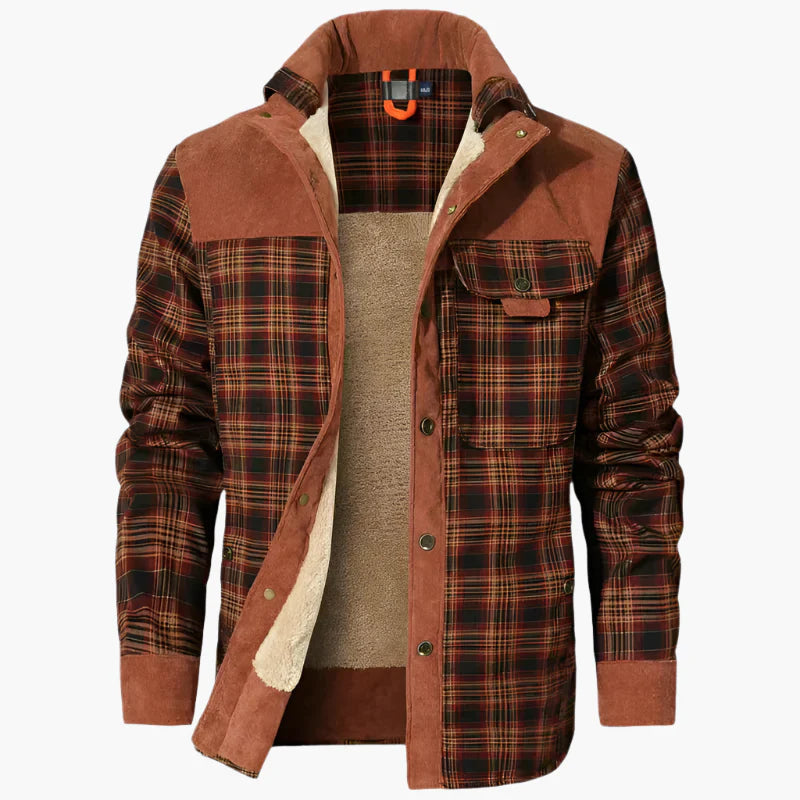 Herren Outdoor Freizeit Hemdjacke mit Fleece-Futter – Klassischer Karomuster Stil für Abenteuer und Alltag