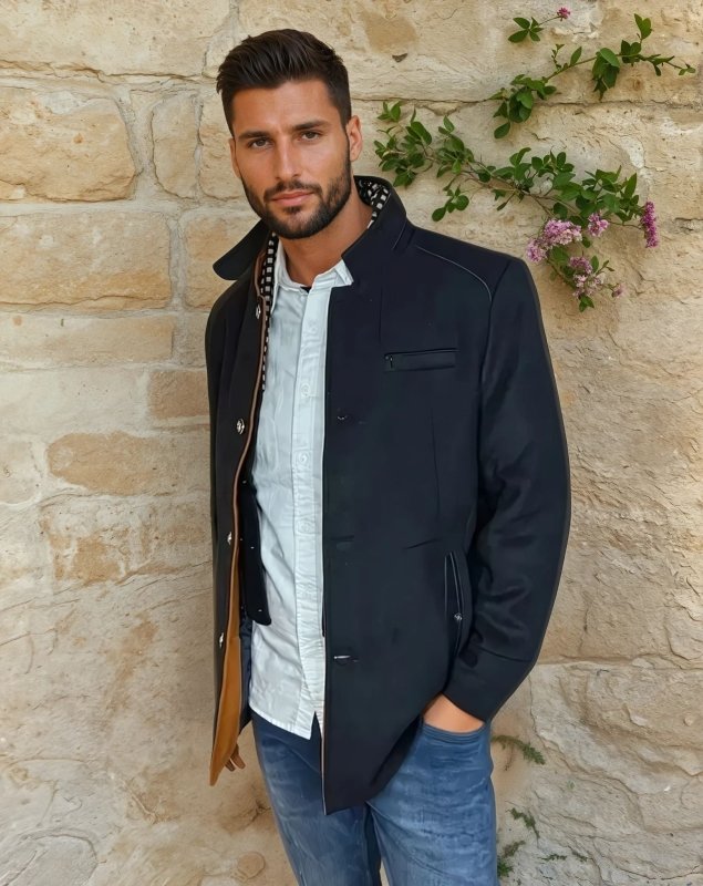 Men's Elegant Knightsman Coat – Stylish Slim Fit Winter Coat with Removable Collar