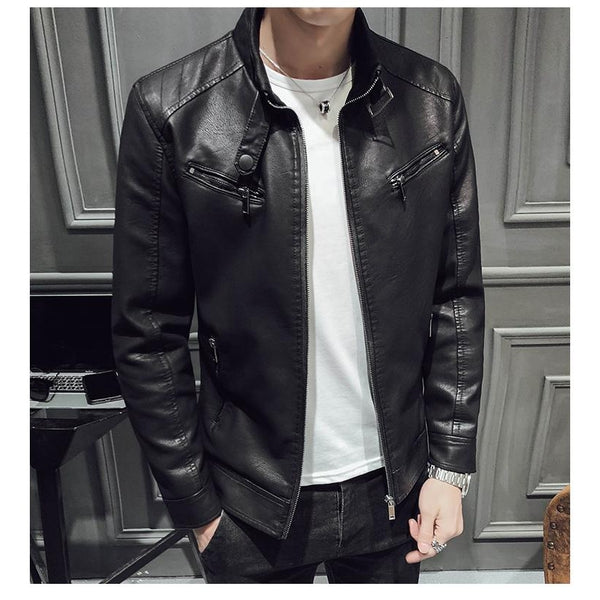 Men's biker jacket in modern style – Casual PU leather jacket for everyday & going out